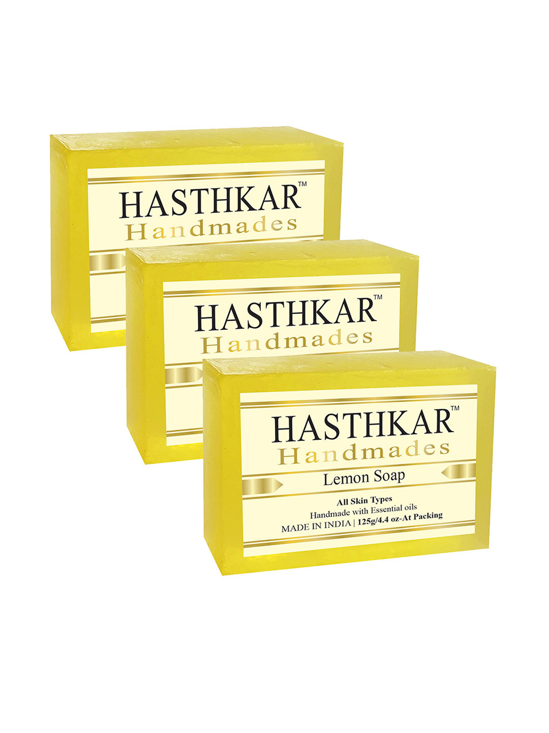 Hasthkar Set of 3 Handmades Glycerine Lemon Soap 375gm