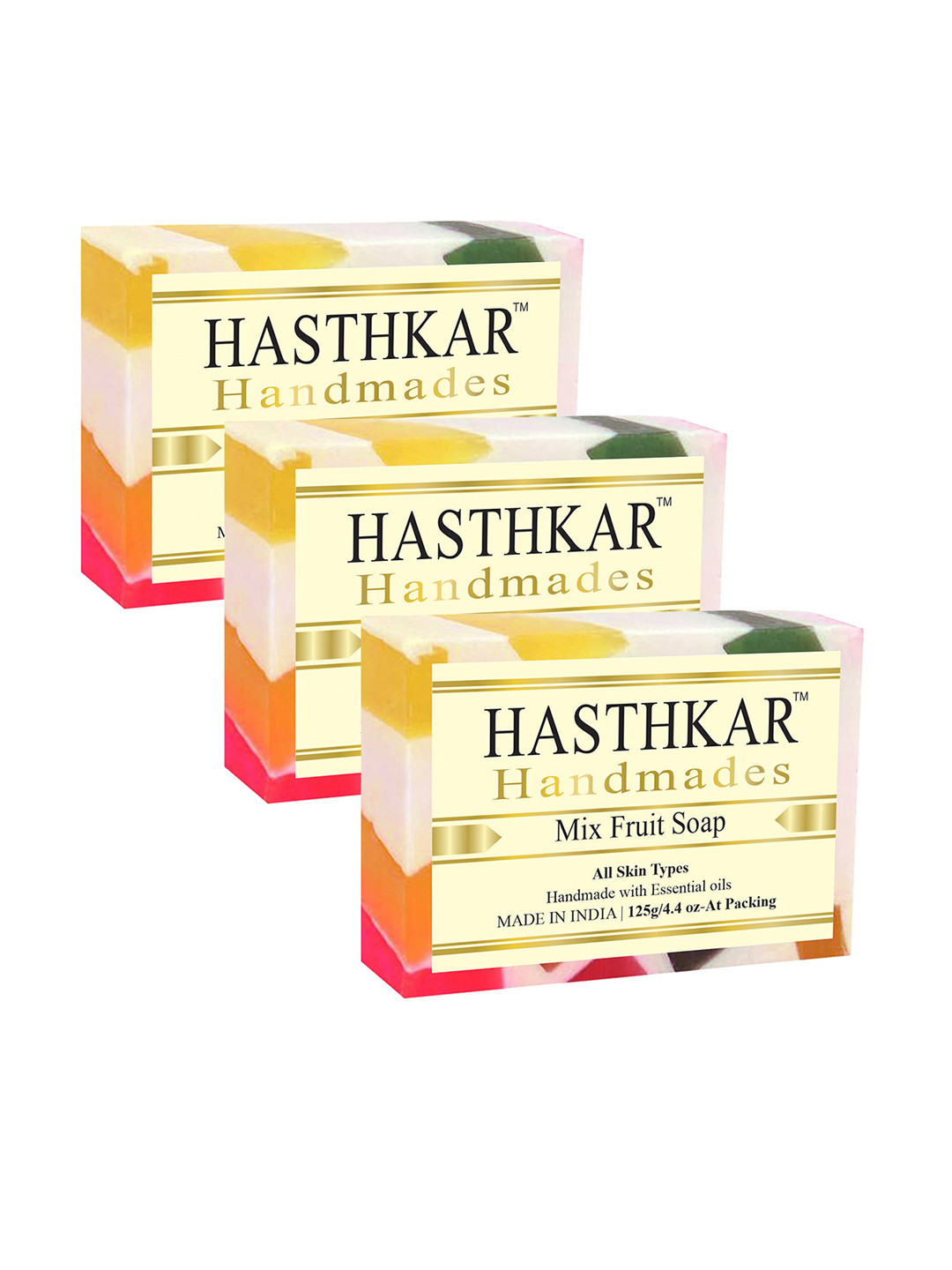 Hasthkar Handmades Set Of 3 Glycerine Mix Fruit Soaps