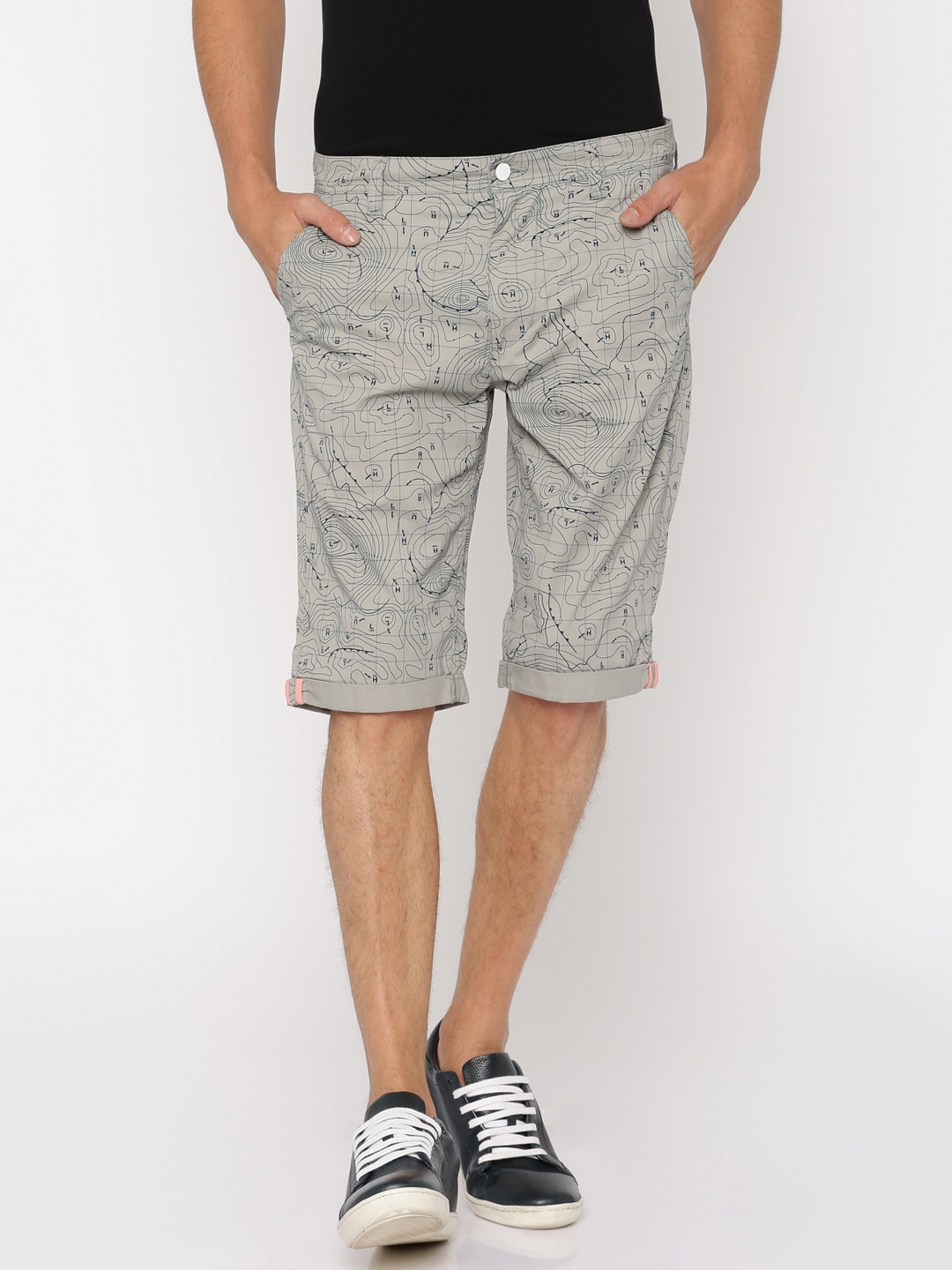 Buy Lee Men Grey Printed Slim Fit Chino Shorts Shorts for Men 1864301 Myntra
