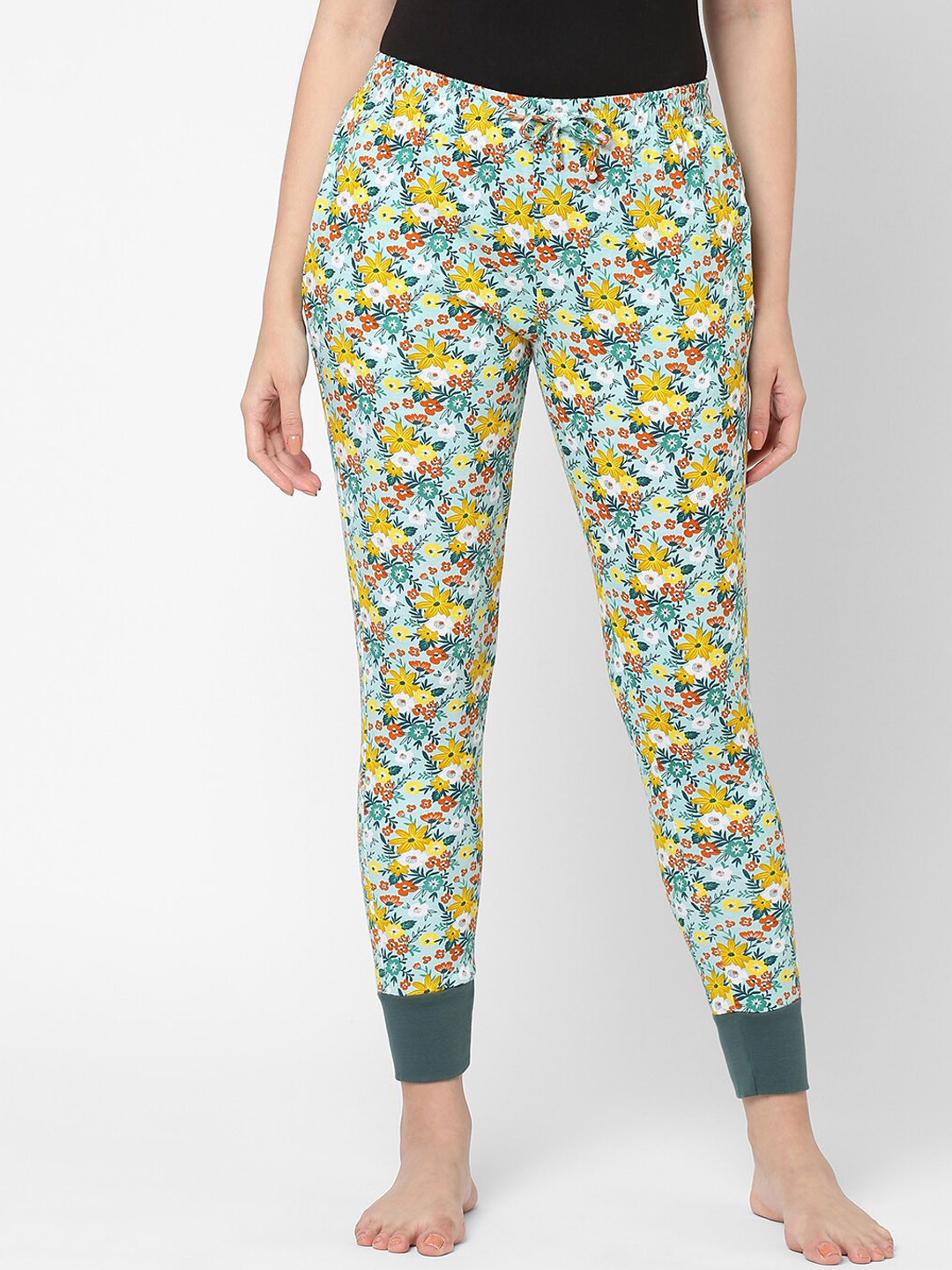Inner Sense Women Blue Floral Print Organic Cotton Lounge Pants
