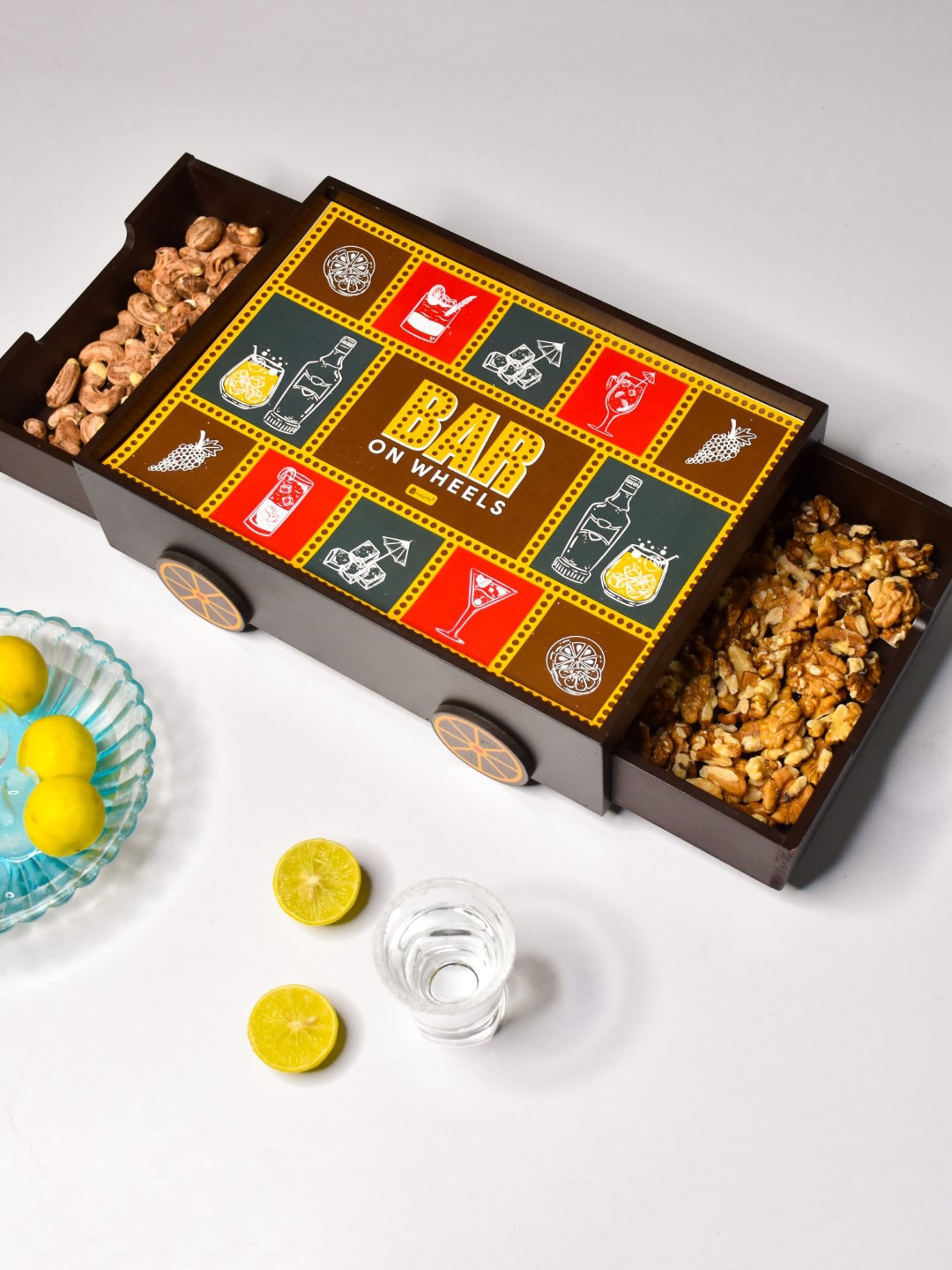 Indigifts Bar on Wheels Printed Serving Tray