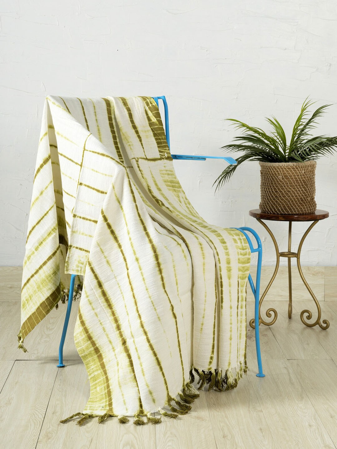 HANDICRAFT PALACE Olive-Green & White Printed Cotton Blanket Throw