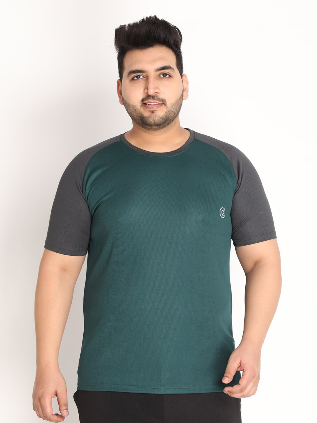 CHKOKKO Plus Men Green Gym T-shirt
