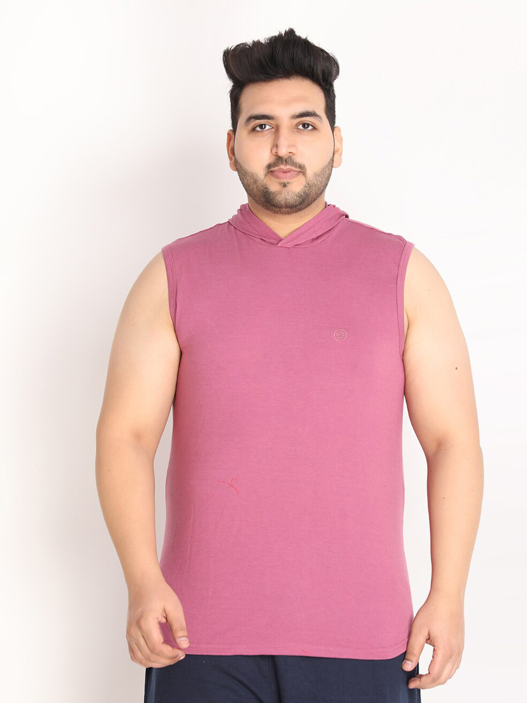 CHKOKKO Plus Men Magenta Sleeveless T-shirt
