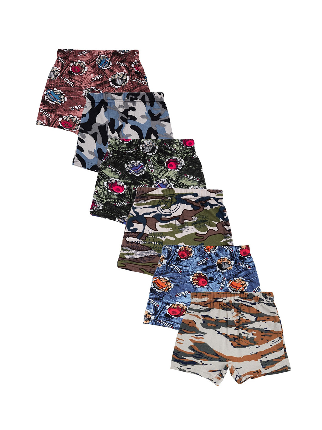 Red Rose Boys Pack Of 6 Printed Boxer-Style Briefs