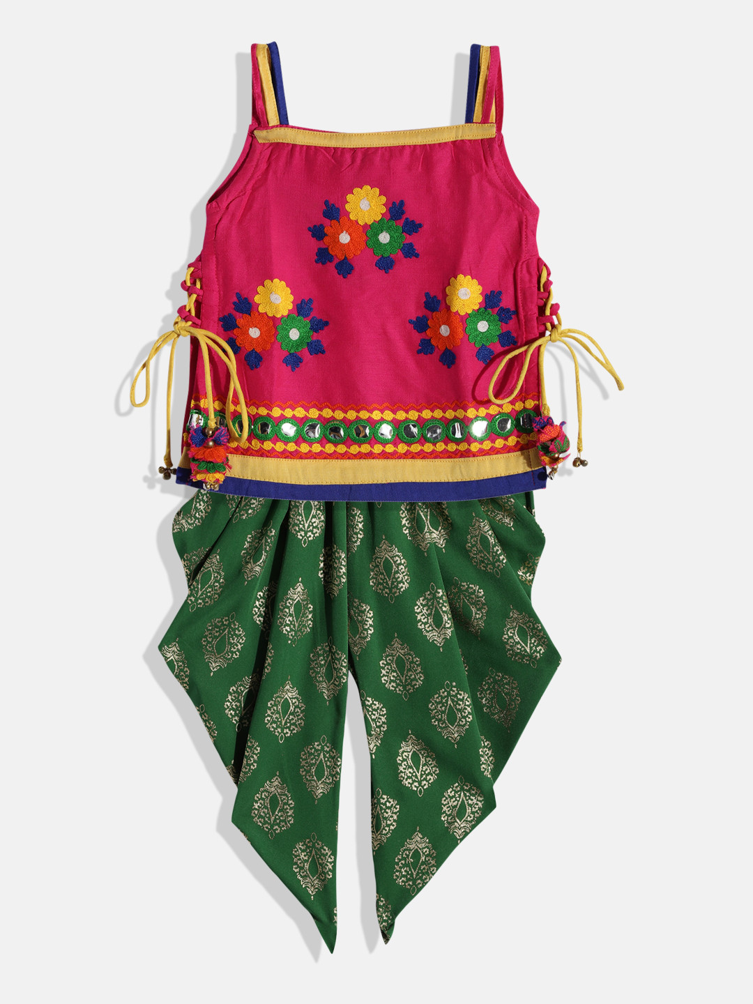 Twisha Girls Pink & Green Top with Dhoti Pants