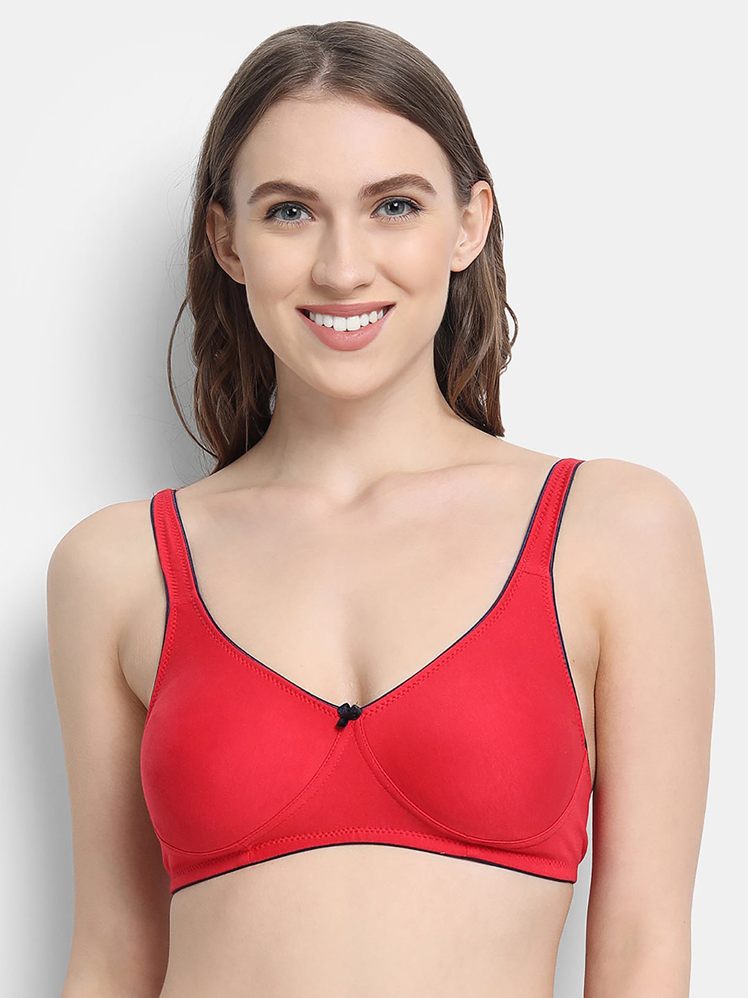 VStar Women Red Seamless Medium Support Double Layered Full Coverage Bra