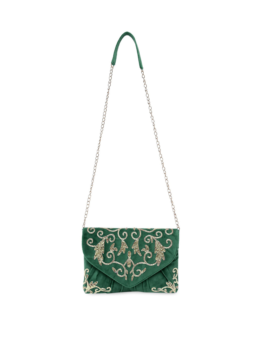 Peora Green Embroidered Purse Clutch