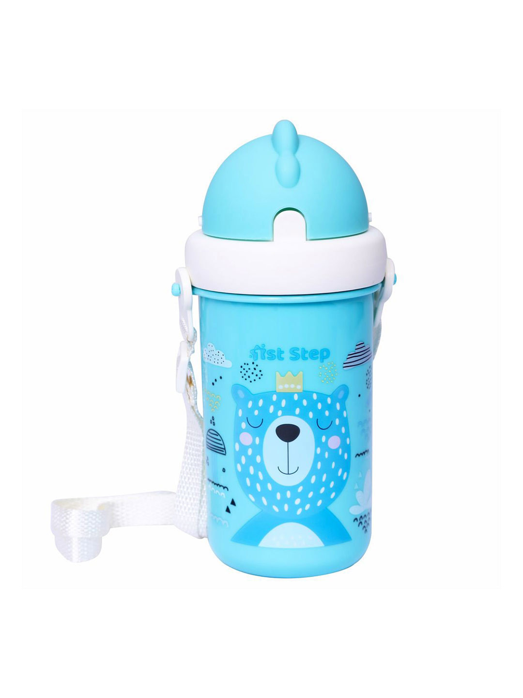 1st Step Kids Blue & White Printed Baby Sipper With Twin Handles