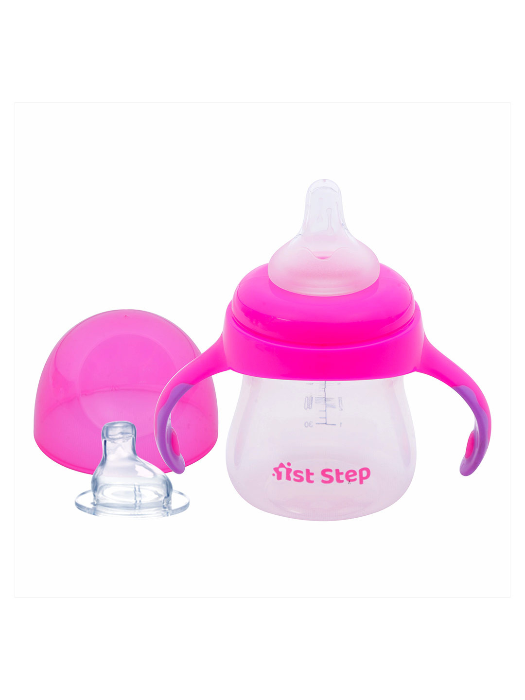 1st Step Infants Kids Pink Solid 2 in 1 Feeding Bottle Cum Soft Spout Sipper