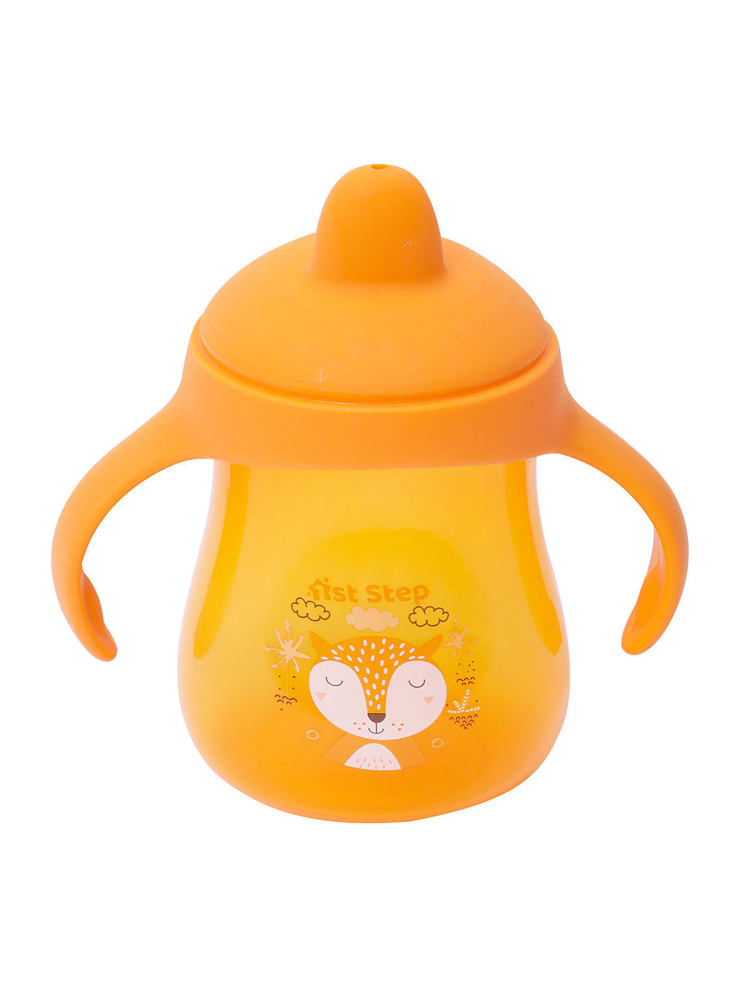1st Step Kids Orange & White Printed Baby Sipper With Twin Handles