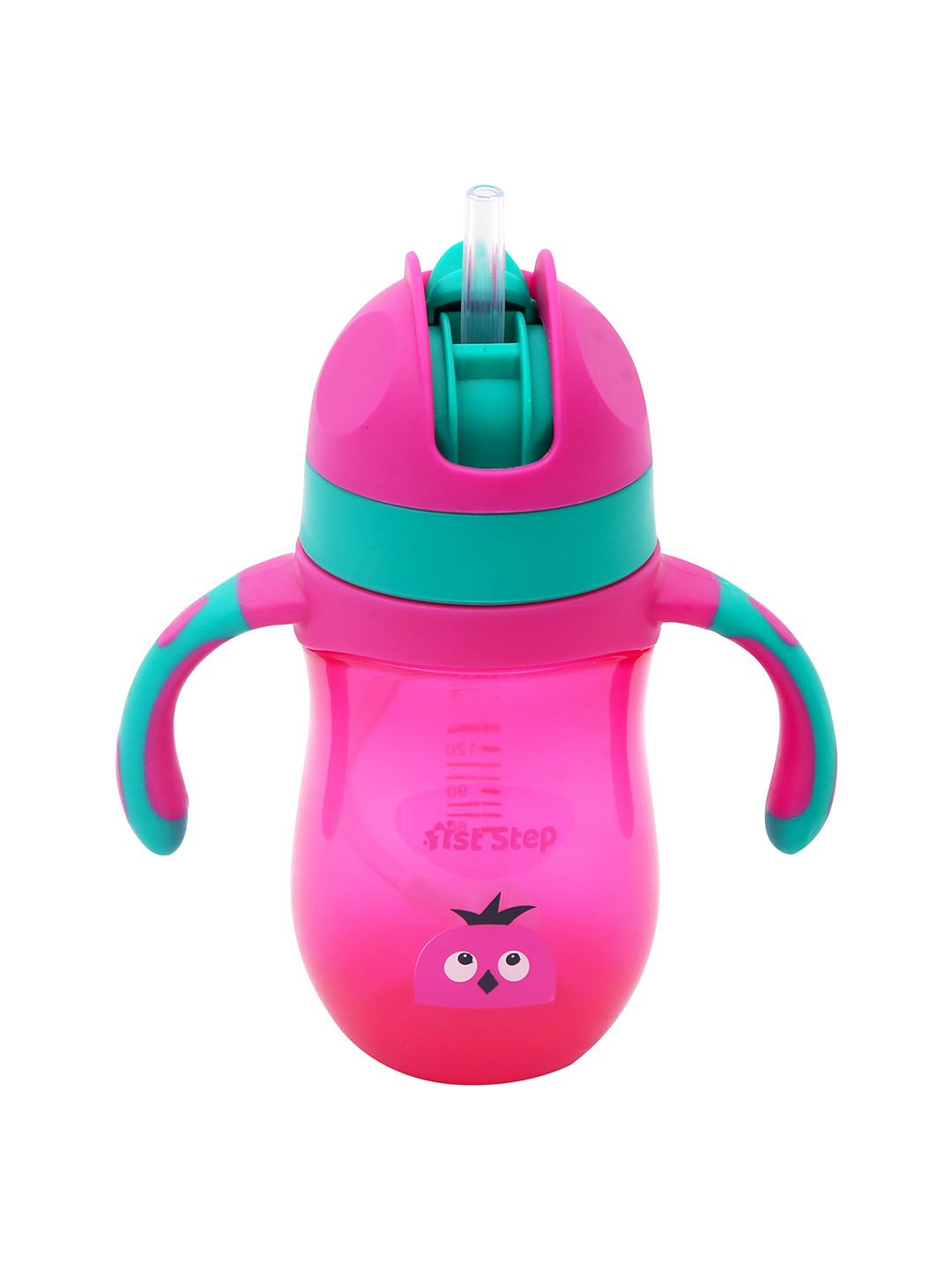 1st Step Infant Pink & Green Printed Baby Sipper With Twin Handles