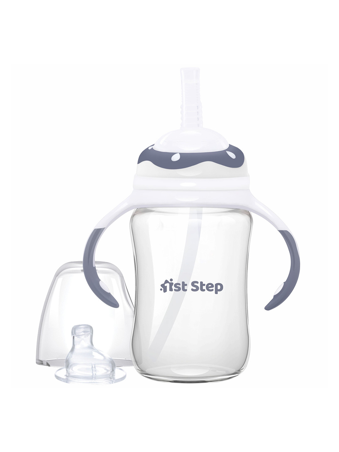 1st Step Unisex Kids White Printed Baby Sippers With Soft Spout