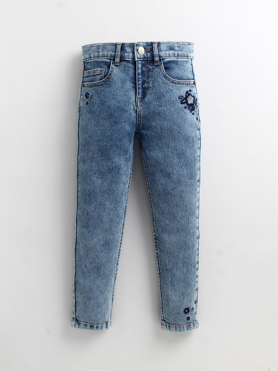 Cherry Crumble Girls Blue Fadeout Embroidered Jeans