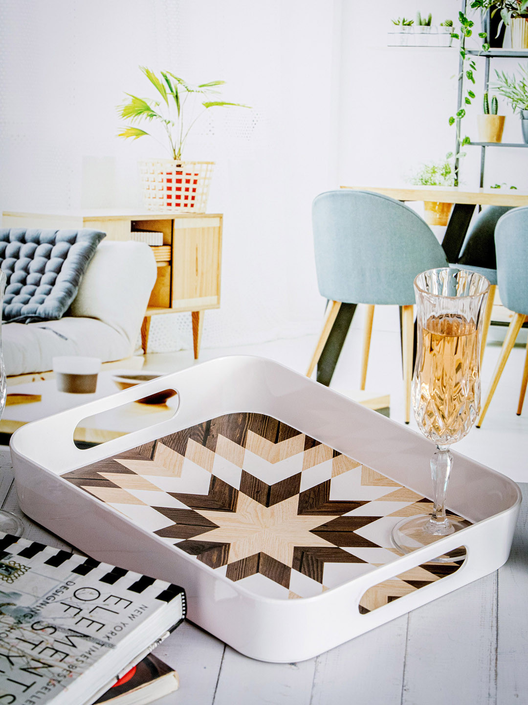 Stehlen Brown & Beige Rectangular Melamine Serving Trays