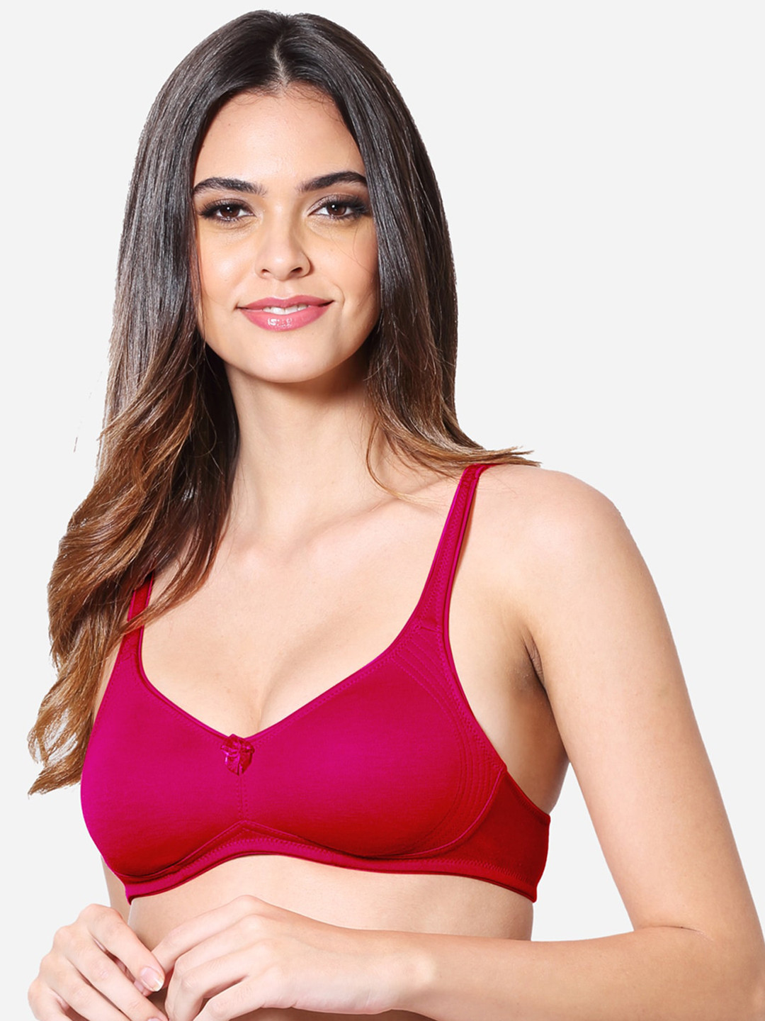 VStar Red Solid T-Shirt Bra