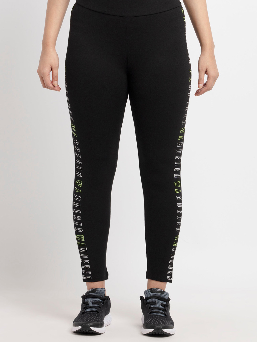 Status Quo Women Black Side Printed High Rise Jeggings