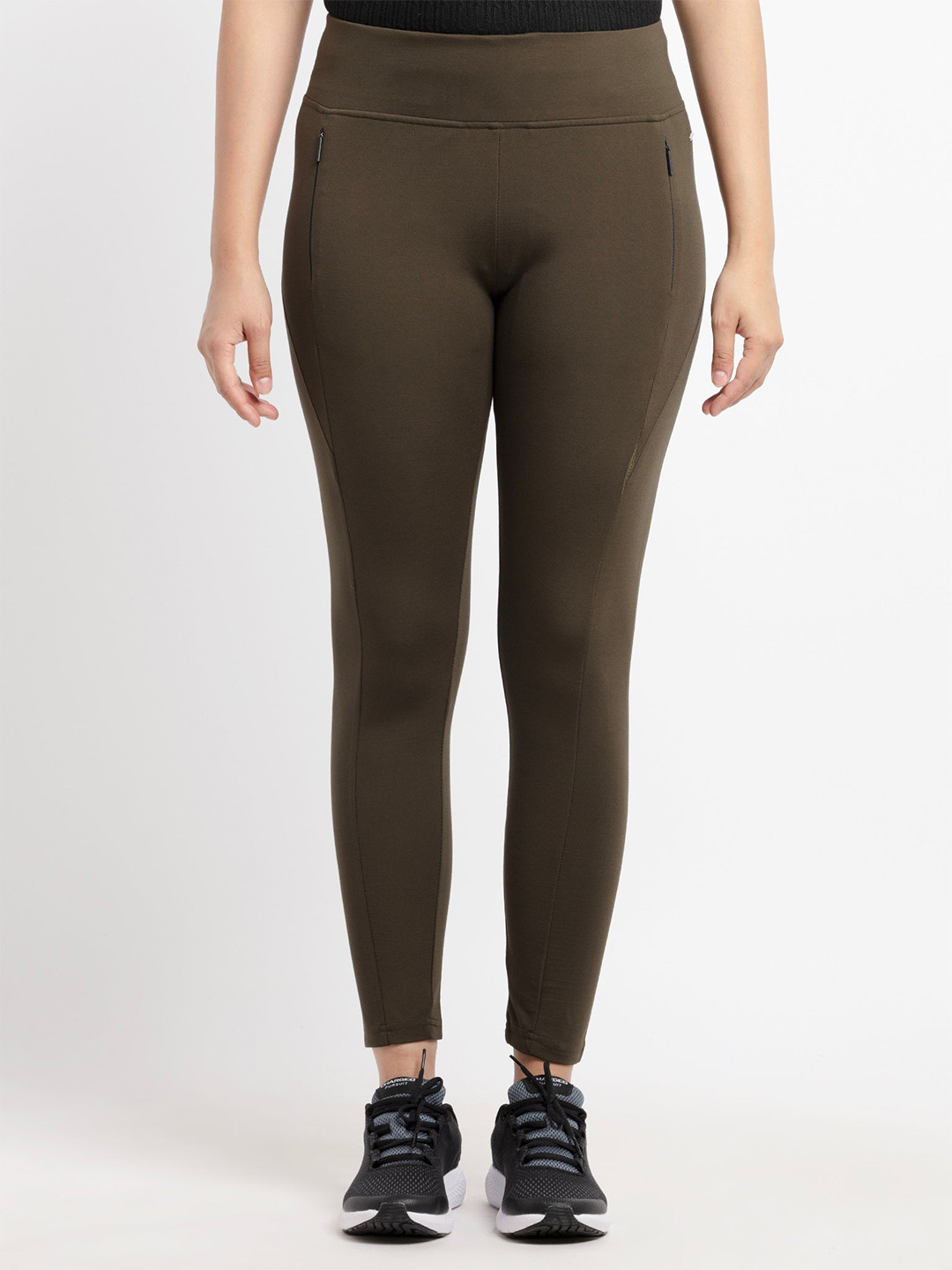 Status Quo Olive Solid  Jeggings