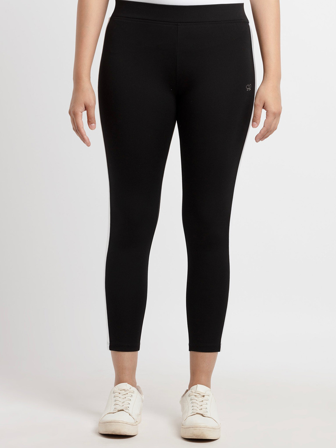 Status Quo Women Black Side Striped High Rise Jeggings