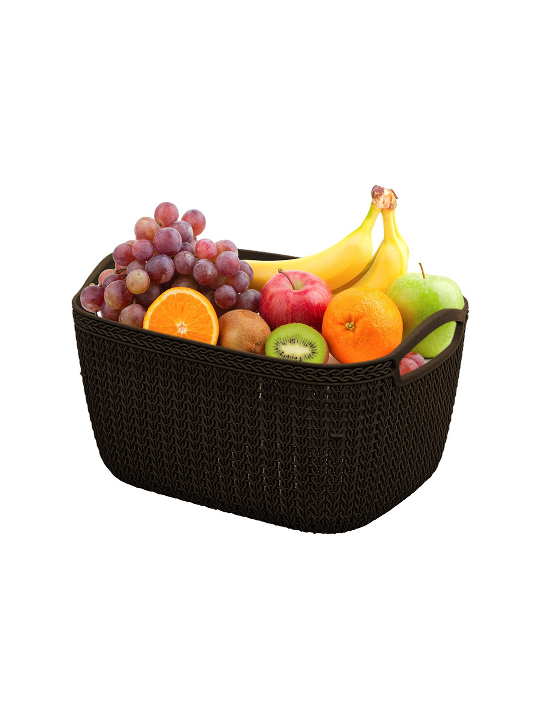 Kuber Industries Brown Set Of 2 Dishwasher Safe Textured Plastic Storage Basket
