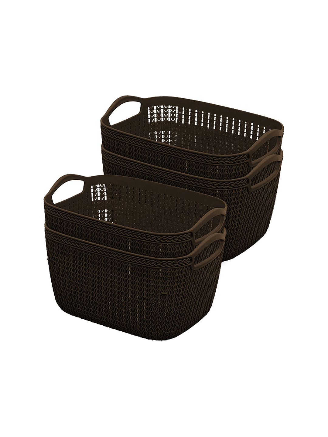 Kuber Industries Brown Set Of 4 Dishwasher Safe Textured Fruit & Vegetable Basket