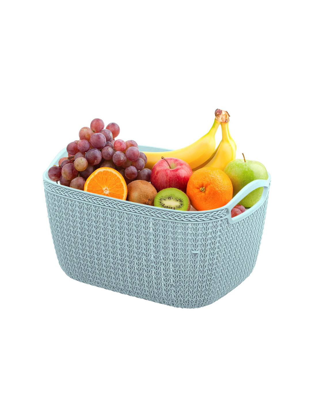 Kuber Industries Blue Set Of 3 Dishwasher Safe Textured Fruit & Vegetable Basket