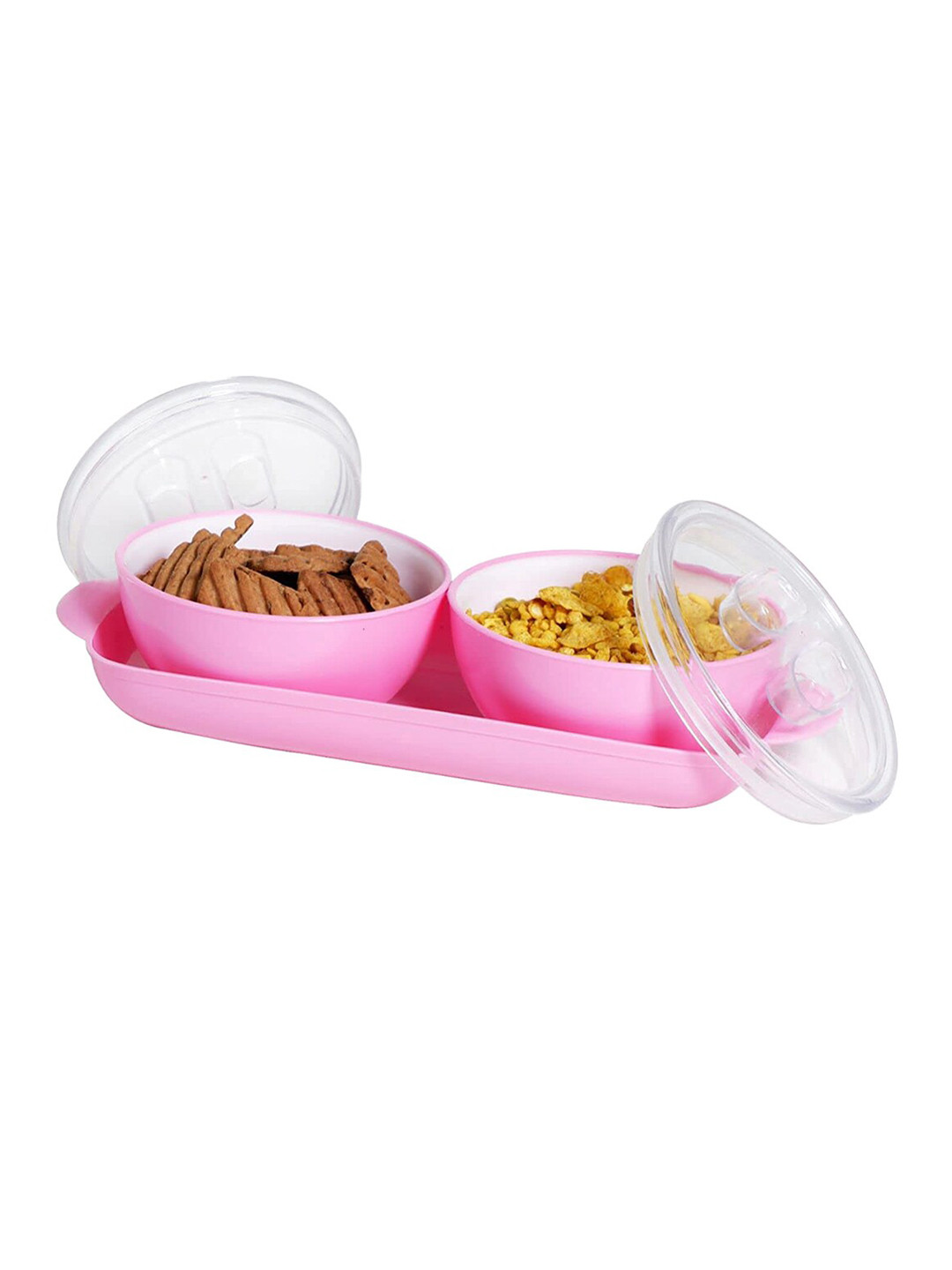 Kuber industries Pink Plastic Dishwasher Safe 3 Piece Screw Top Canister