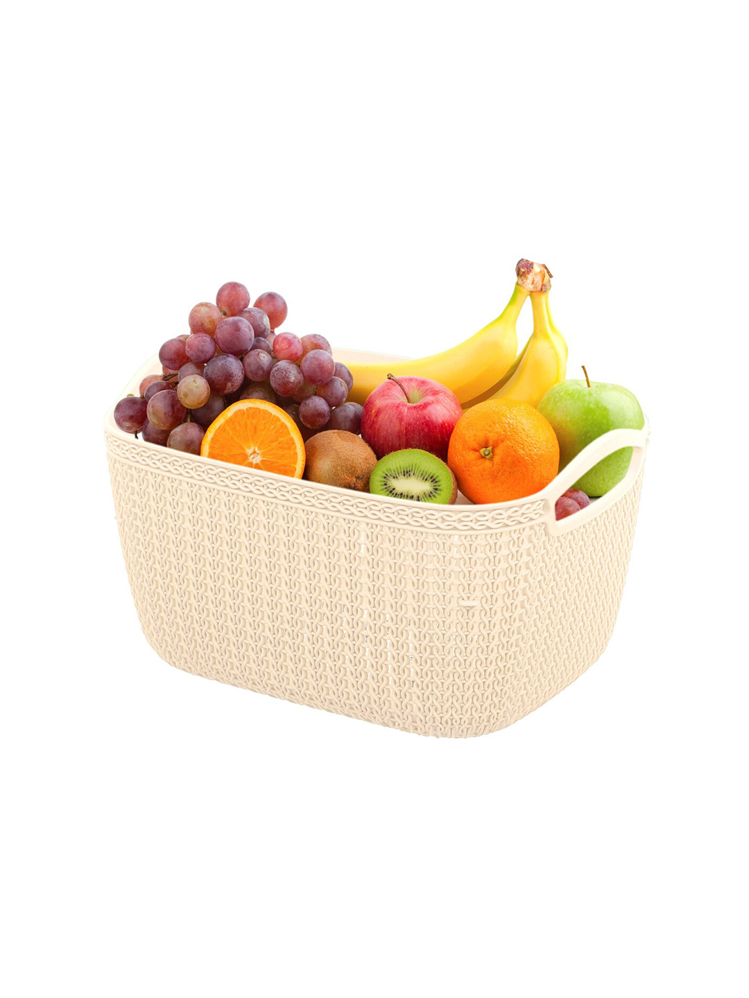 Kuber Industries Cream Set of 4 Dishwasher Safe Textured Unbreakable Storage Basket