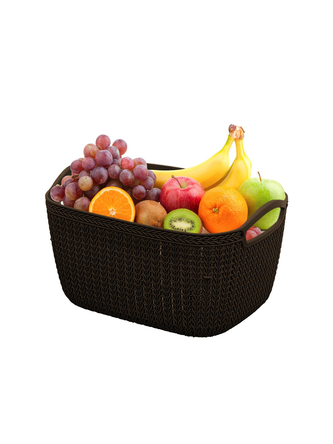 Kuber Industries Blue & Brown Set Of 2 Dishwasher Safe Textured Fruit & Vegetable Basket