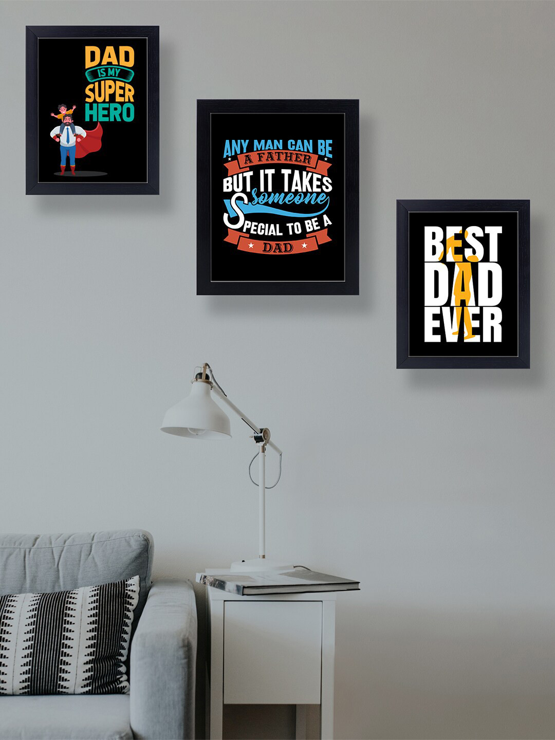 Golden Peacock Set of 3 Black Super DAD Framed Wall Art