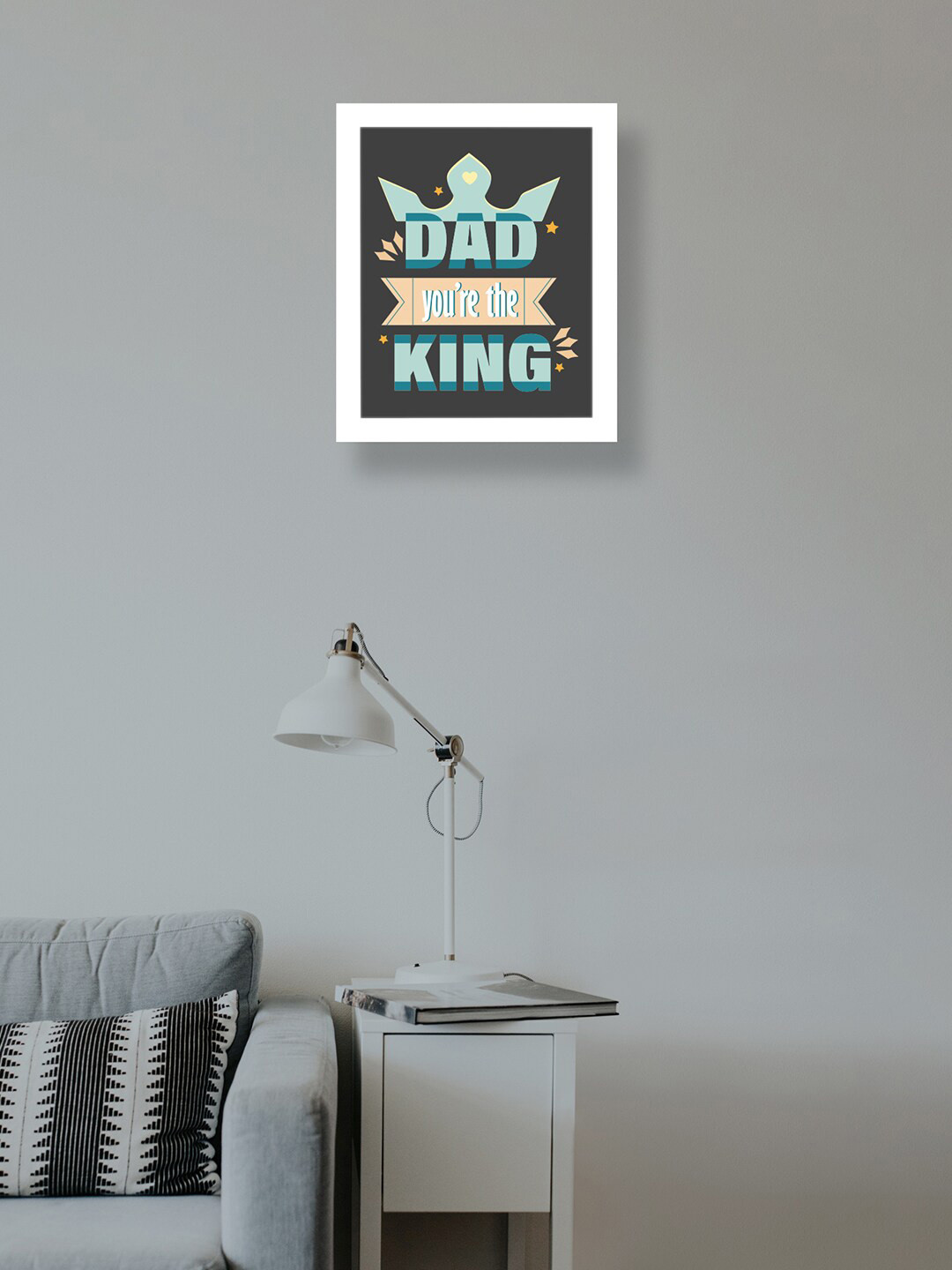 Golden Peacock White & Black DAD You're The KING Printed Wall Hanging Photo Frame