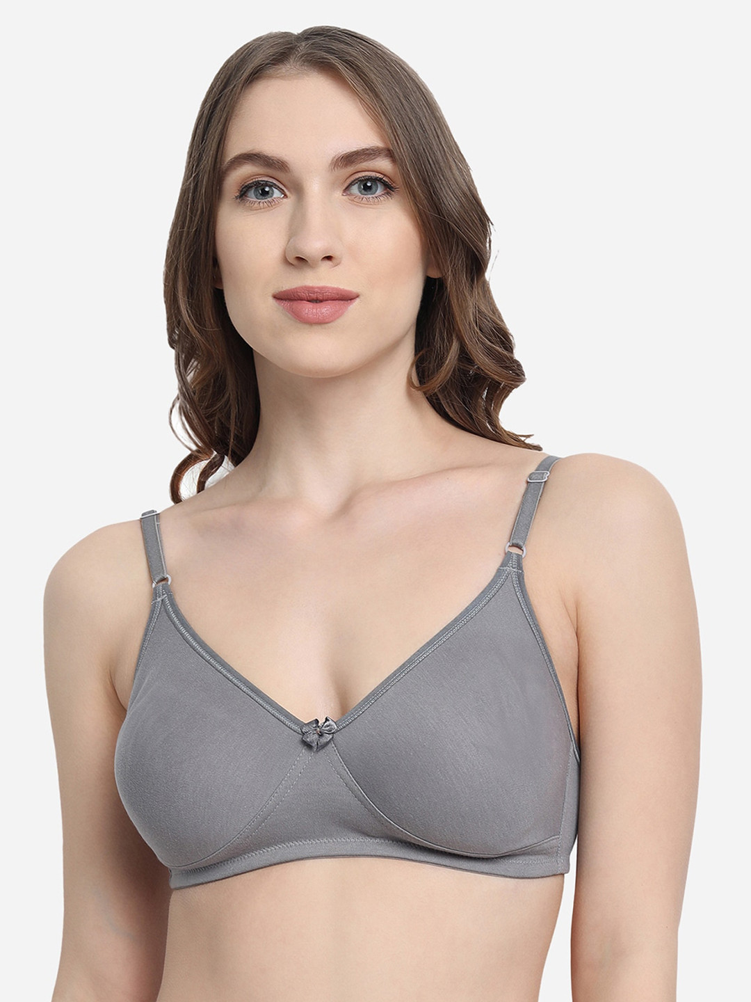 VStar Women Grey Seamless Full Coverage Medium Support T-Shirt Bra