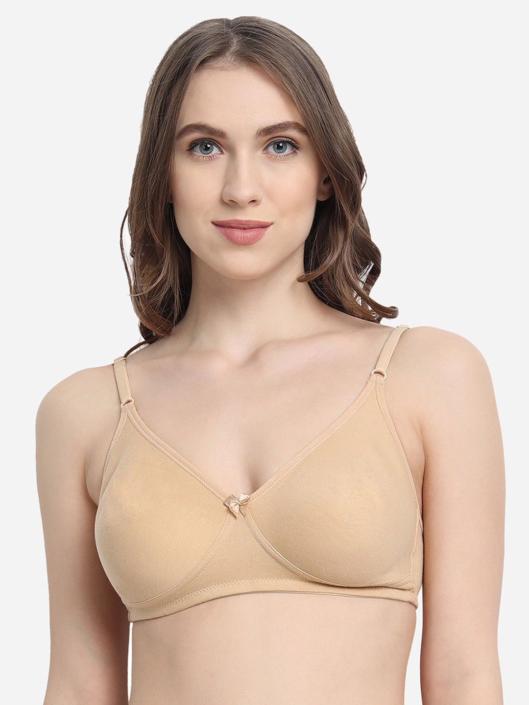 VStar Women Beige Seamless Medium Support Medium Coverage Double Layered T Shirt Bra