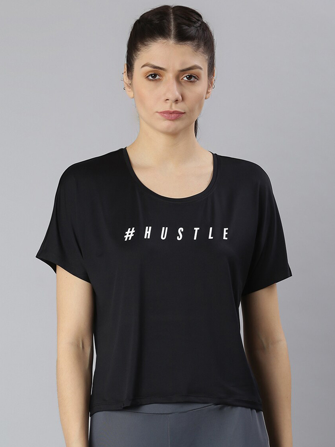 MKH Typography Printed Round Neck Crop Sports T-shirt