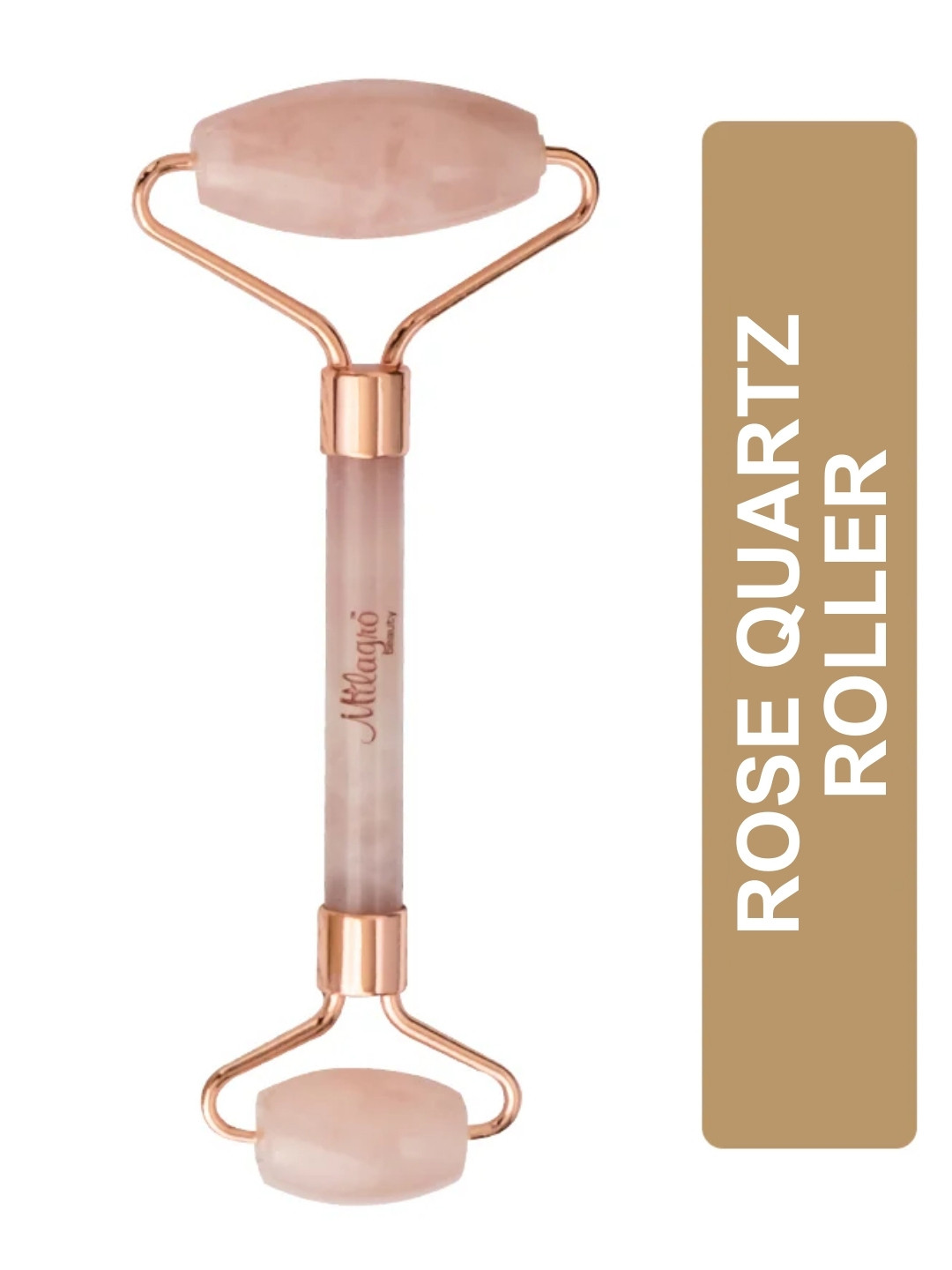 Milagro beauty Rose Quartz Double-Sided Jade Stone Roller - Pink