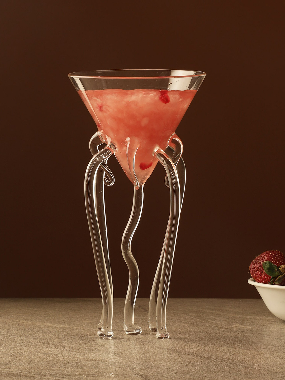 The Decor Mart Transparent  Dishwasher Safe Octopus Martini Glass 250 ml