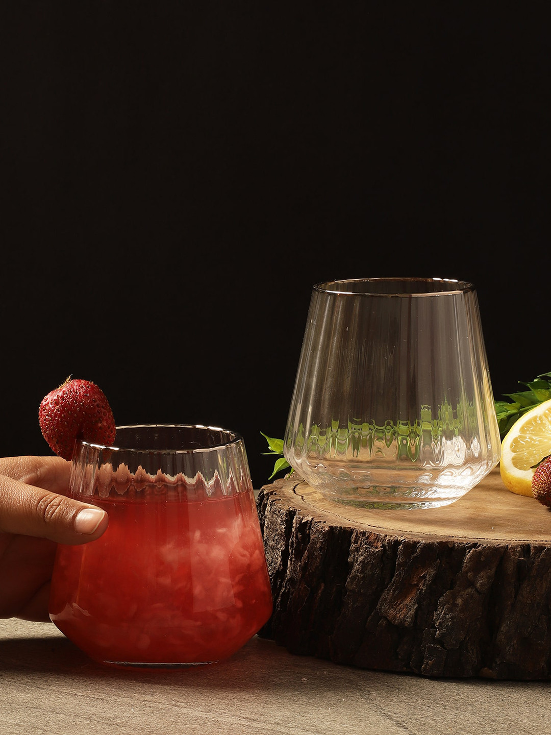 The Decor Mart Set Of 2 Transparent Drinking Glass