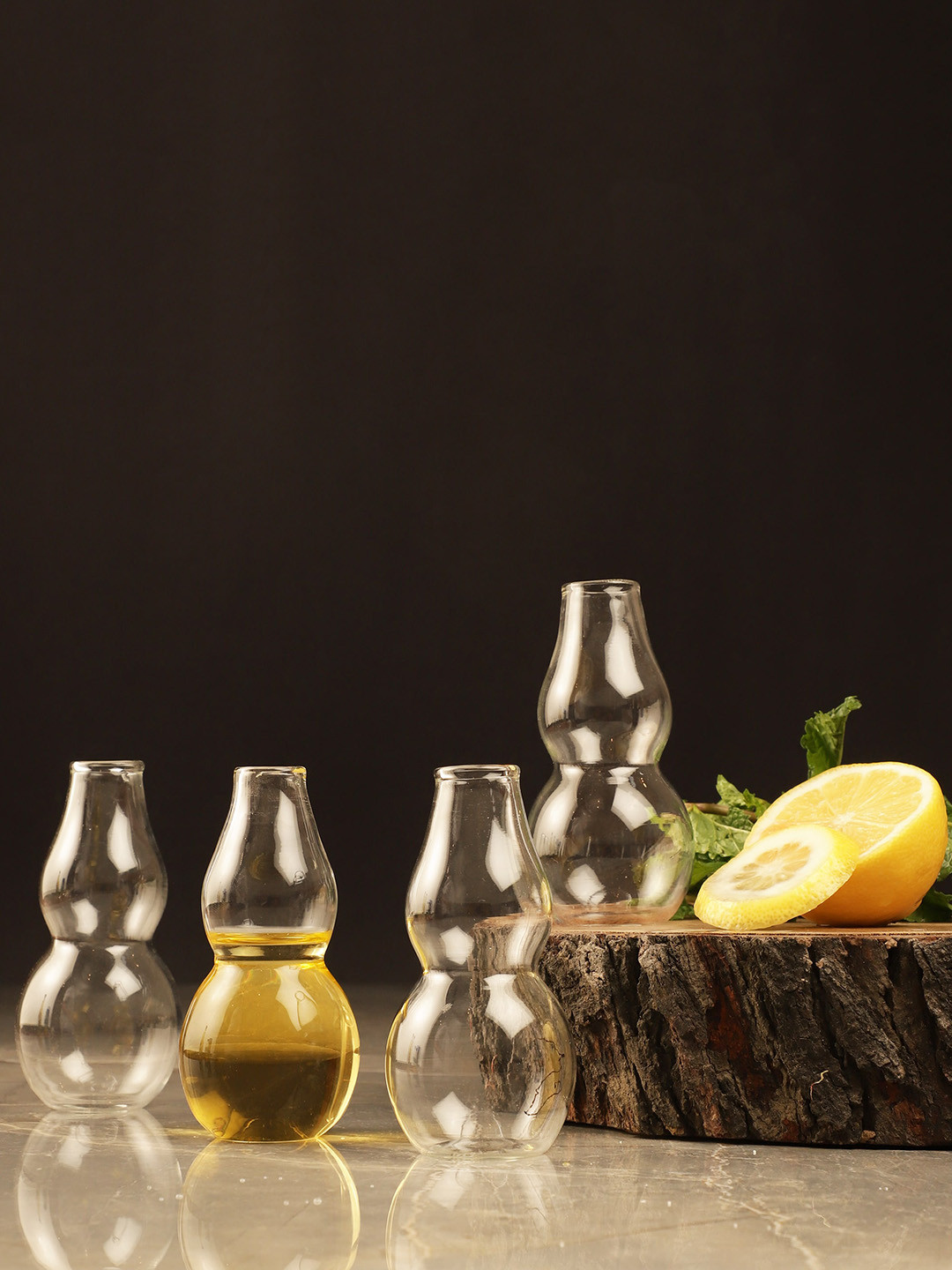 The Decor Mart Transparent Set of 4 Dishwasher safe Double Bubble Shot Glass 100 ml Each