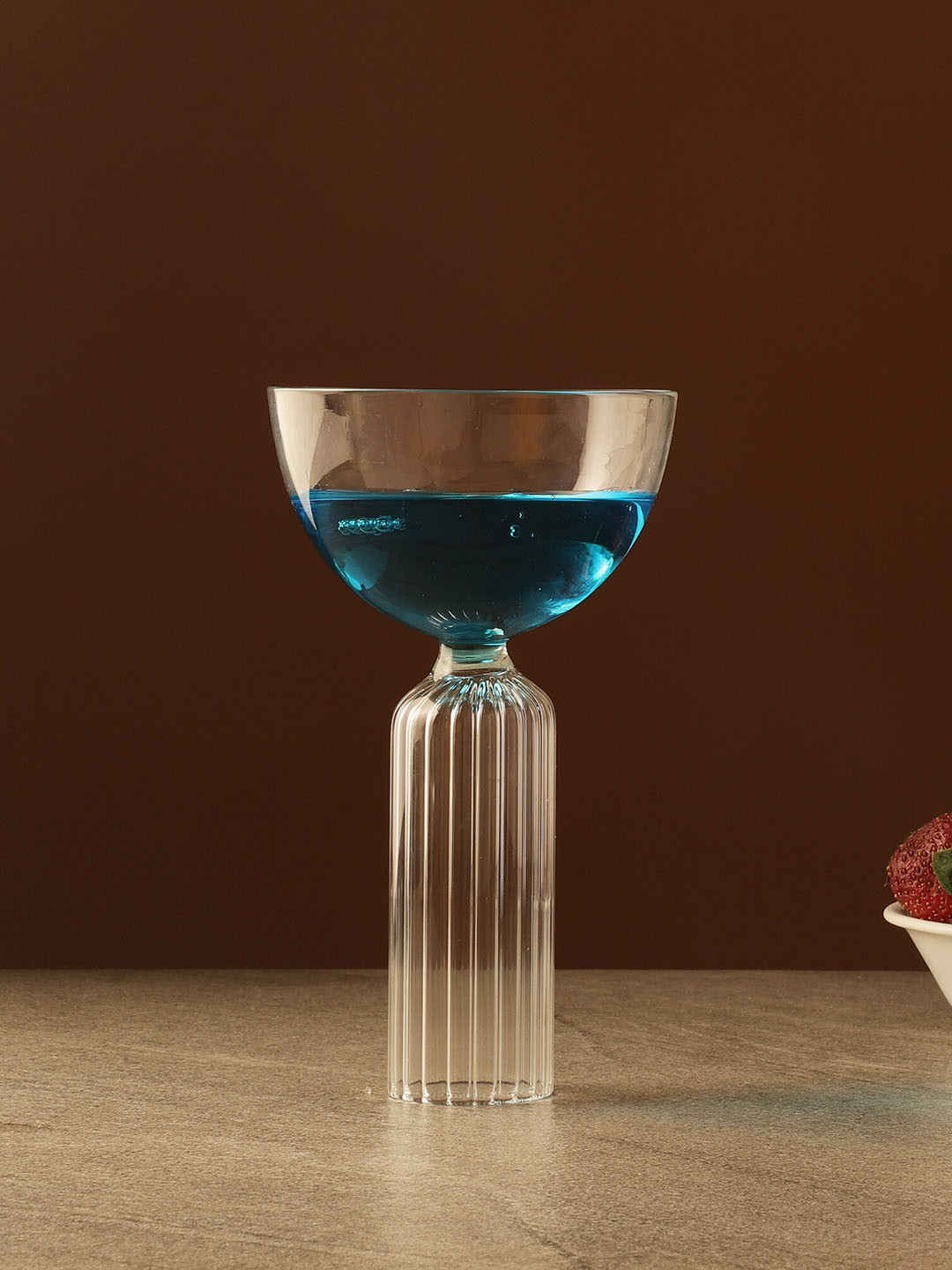 The Decor Mart Transparent Dishwasher Safe Fluted Stem Cocktail Glass 250/100 ml