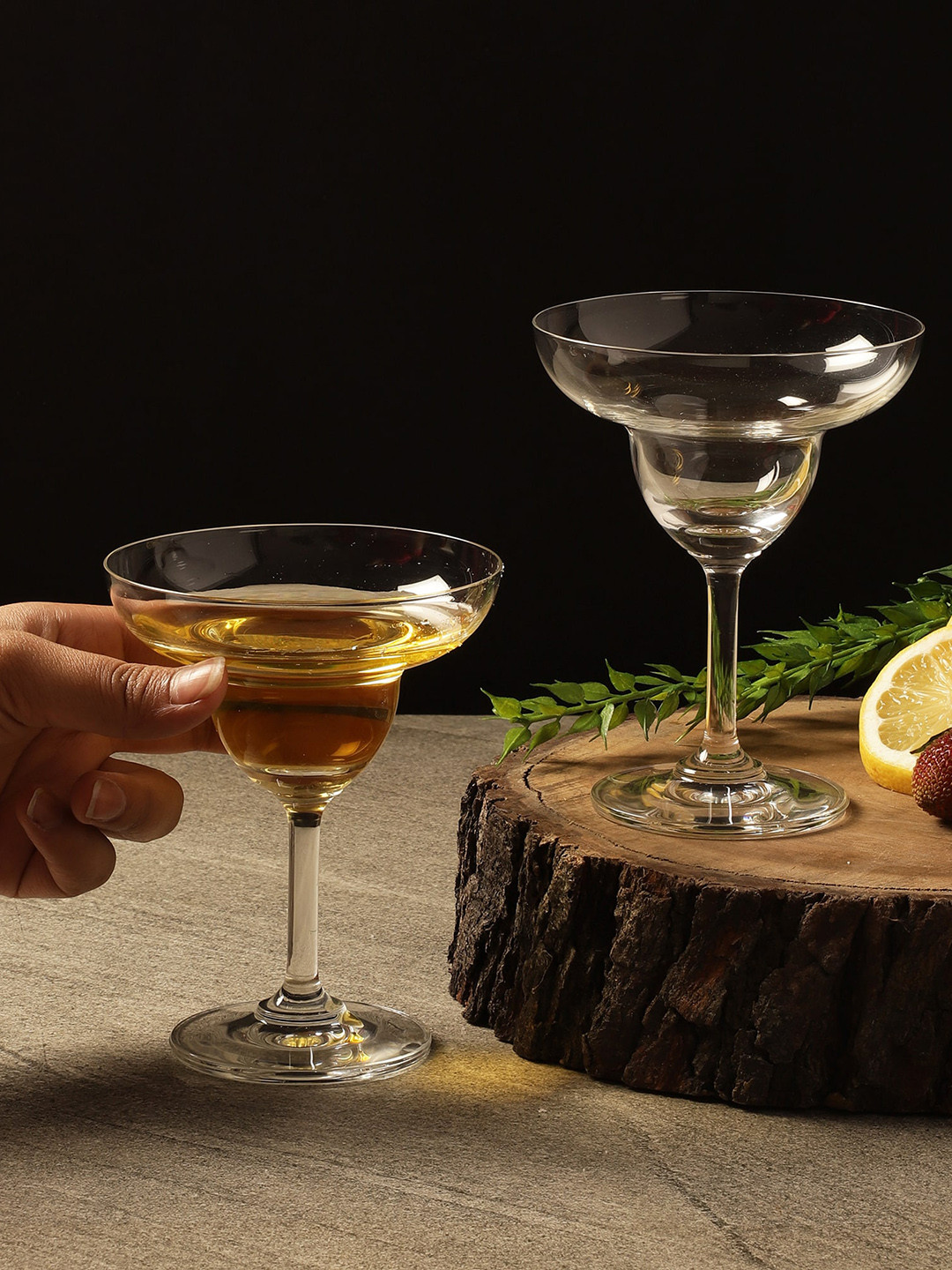 The Decor Mart Transparent Set of 2 Dishwasher Safe Classic Margarita Glass 250 ml Each