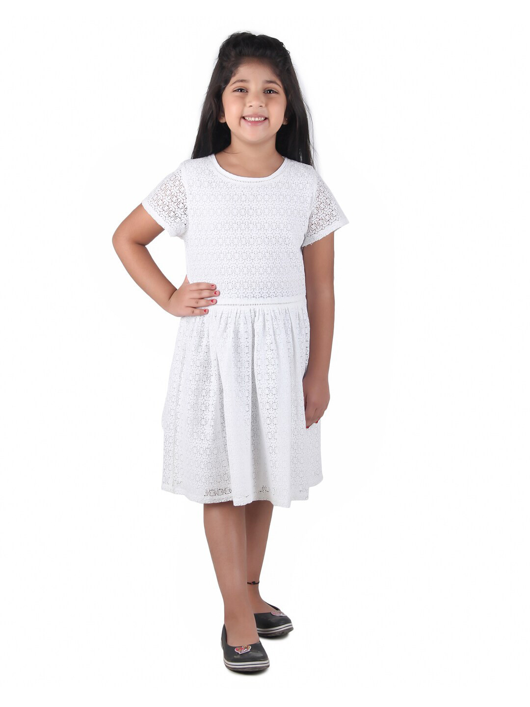 Miyo Girls White Fit & Flare Dress