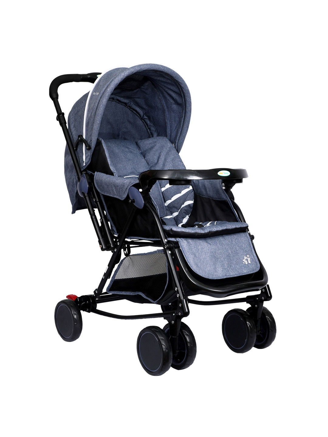 1st Step Kids Grey Baby Stroller With 5 Point Harness And Reversible Handlebar