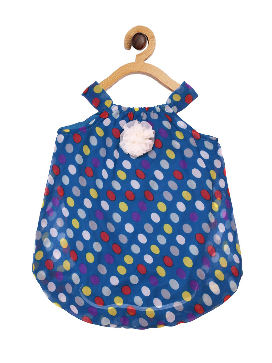 Creative Girls Blue Polyester Polka-Dot Balloon Dress