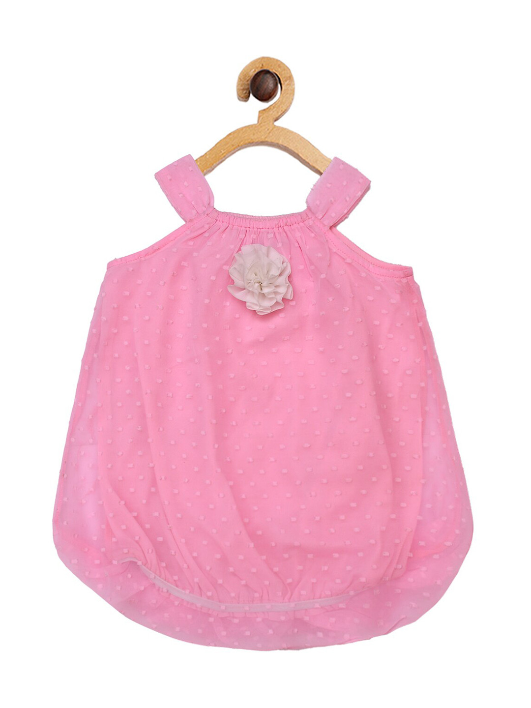 Creative Kids Girls Pink Self Design Romper Dress