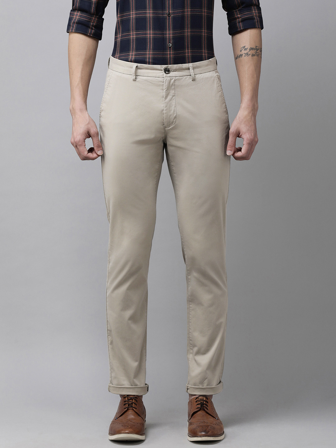 Arrow Sport Men Beige Original Slim Fit Trousers