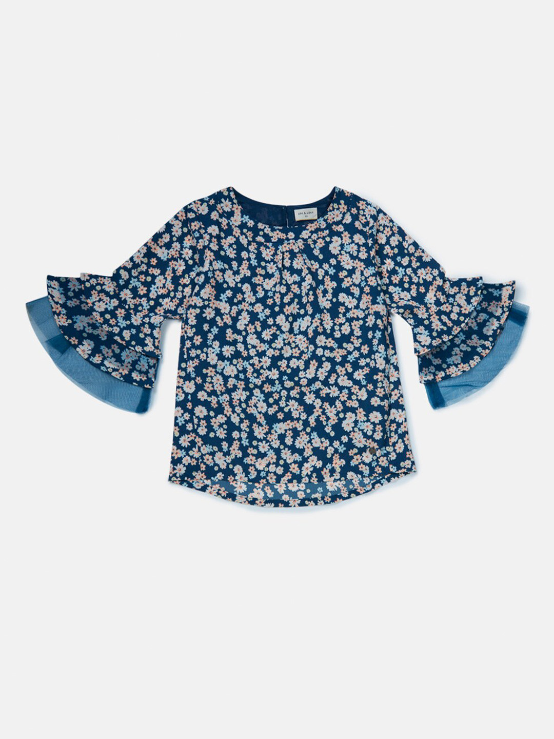 Gini and Jony Girls Blue Floral Print Top