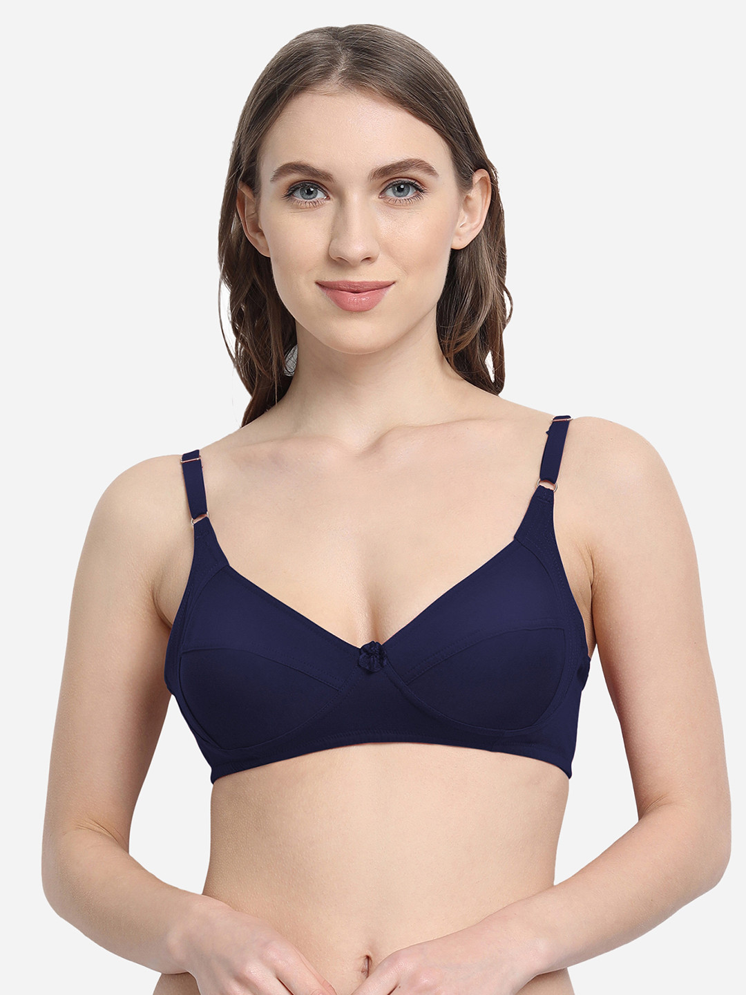 VStar Navy Blue Solid T-Shirt Bra