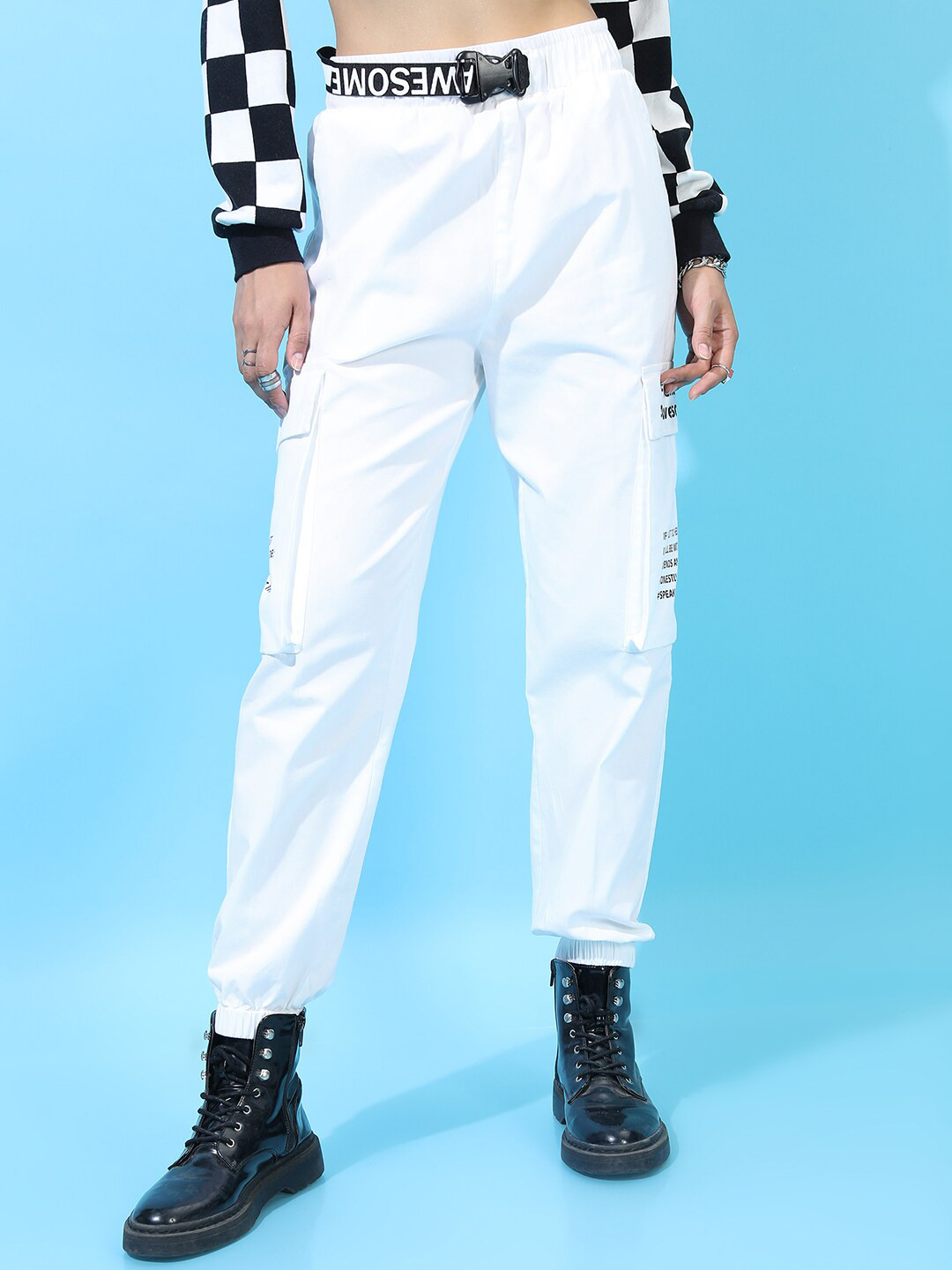 Tokyo Talkies Women White Joggers Trousers