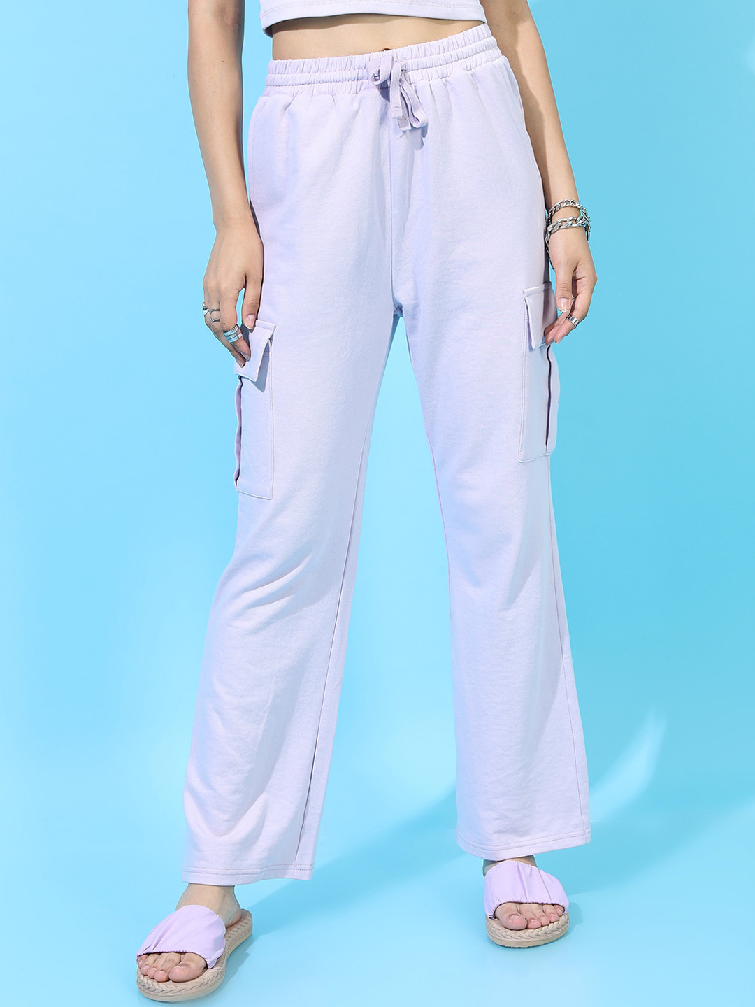Tokyo Talkies Women Purple Solid Bootcut Track Pants