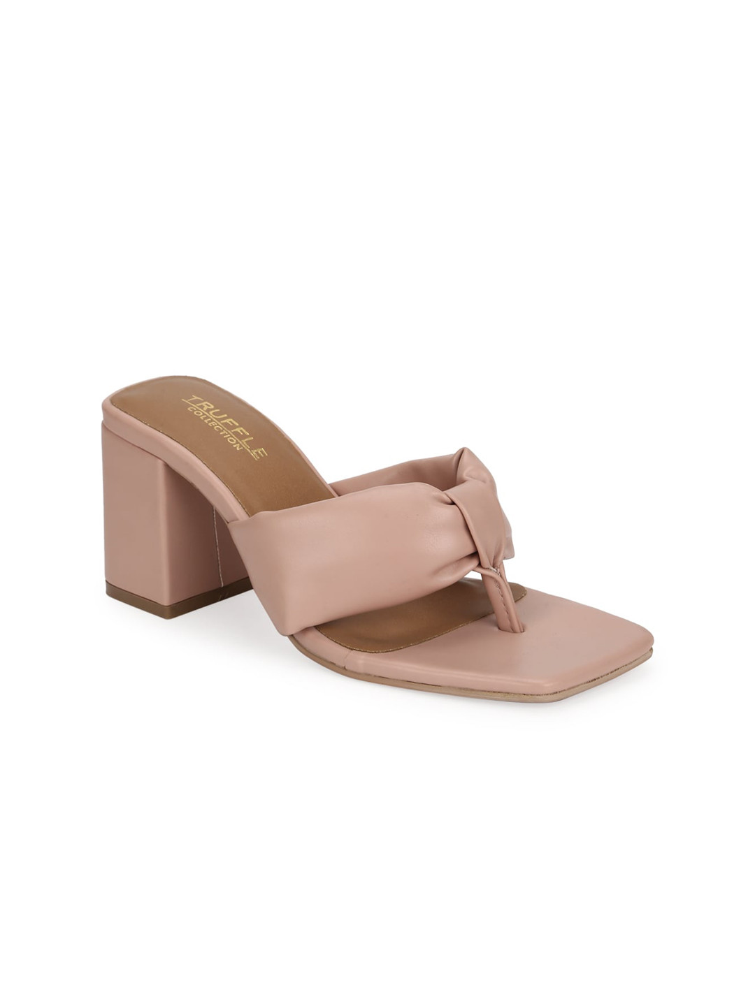 Truffle Collection Nude-Coloured PU Block Heels